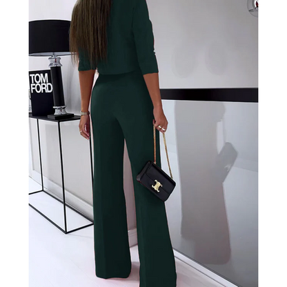 Elegante tweedelige set met cropped top en wijde broek