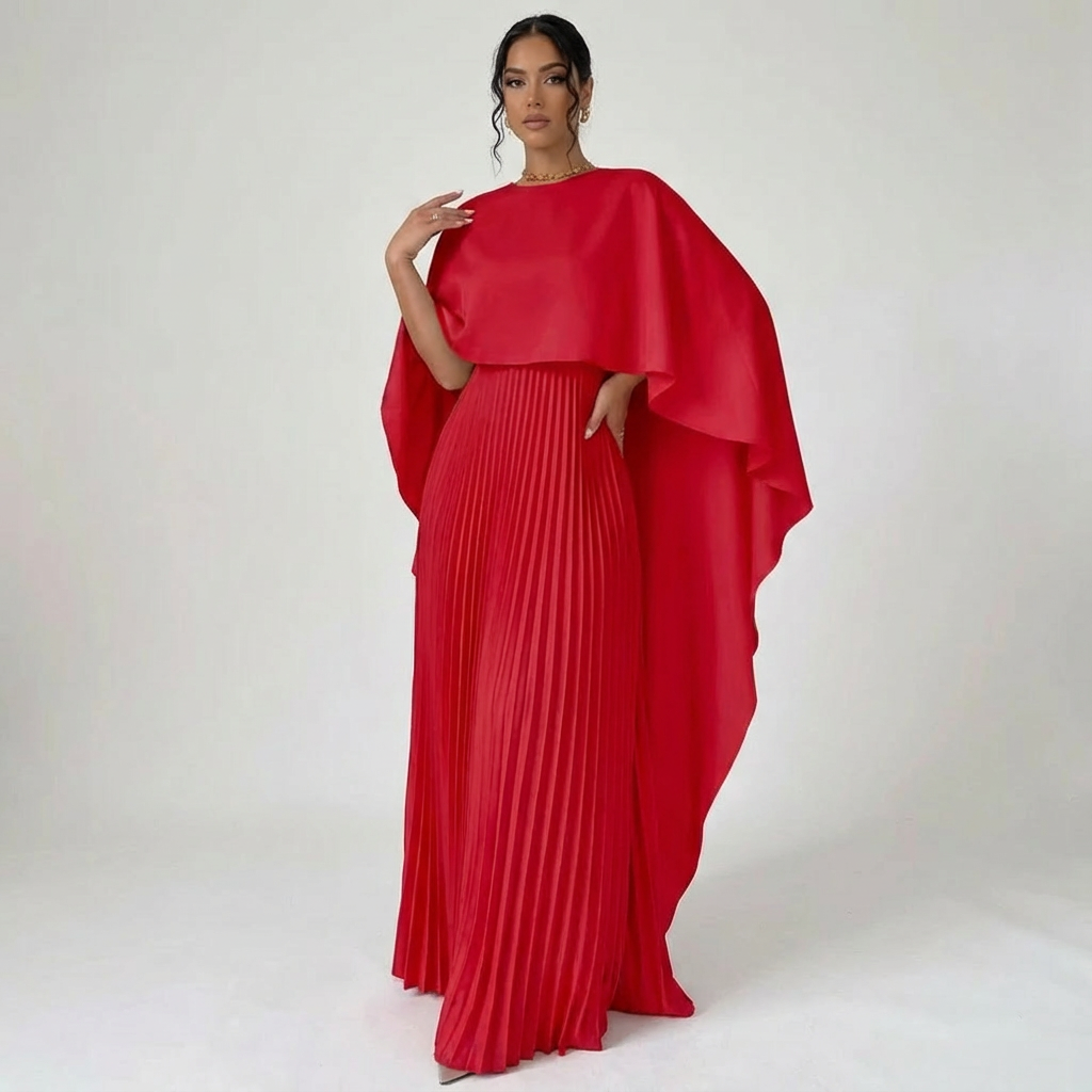 Elegante vleermuis sleeve maxi jurk
