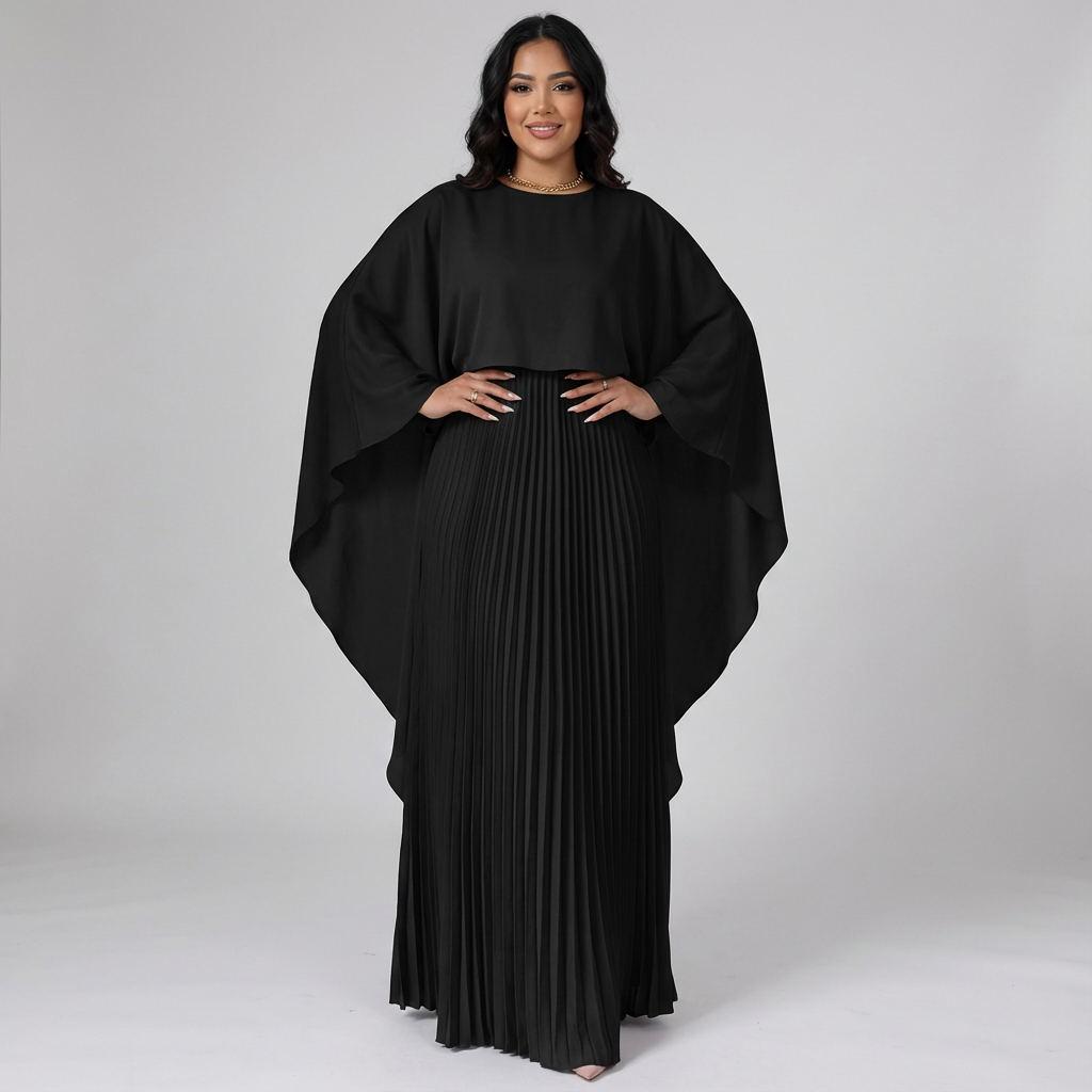 Elegante vleermuis sleeve maxi jurk