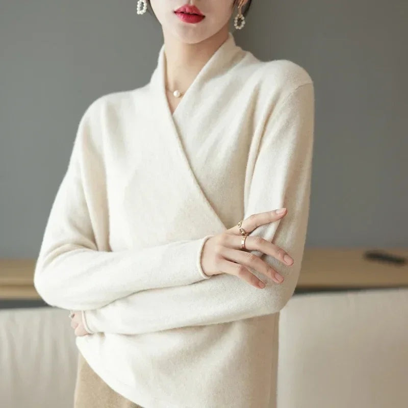 Elegante wikkeltrui met V-hals voor dames – Bellaria