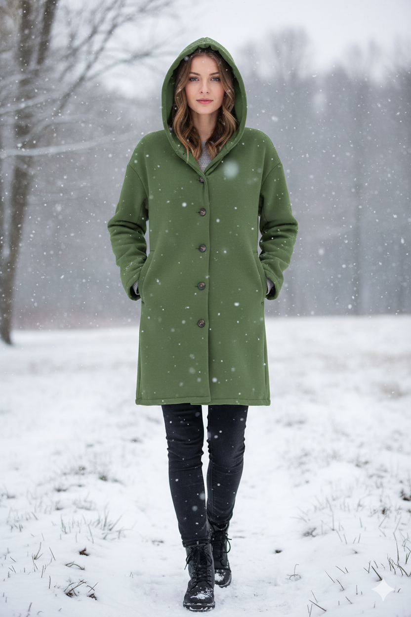 Elegante wintermantel met capuchon voor dames