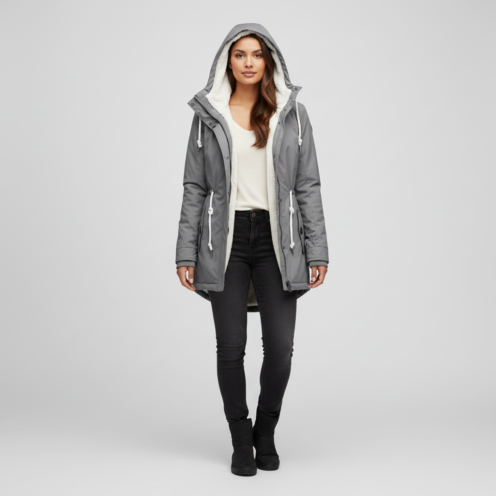 Elegante wintermantel met teddyvoering