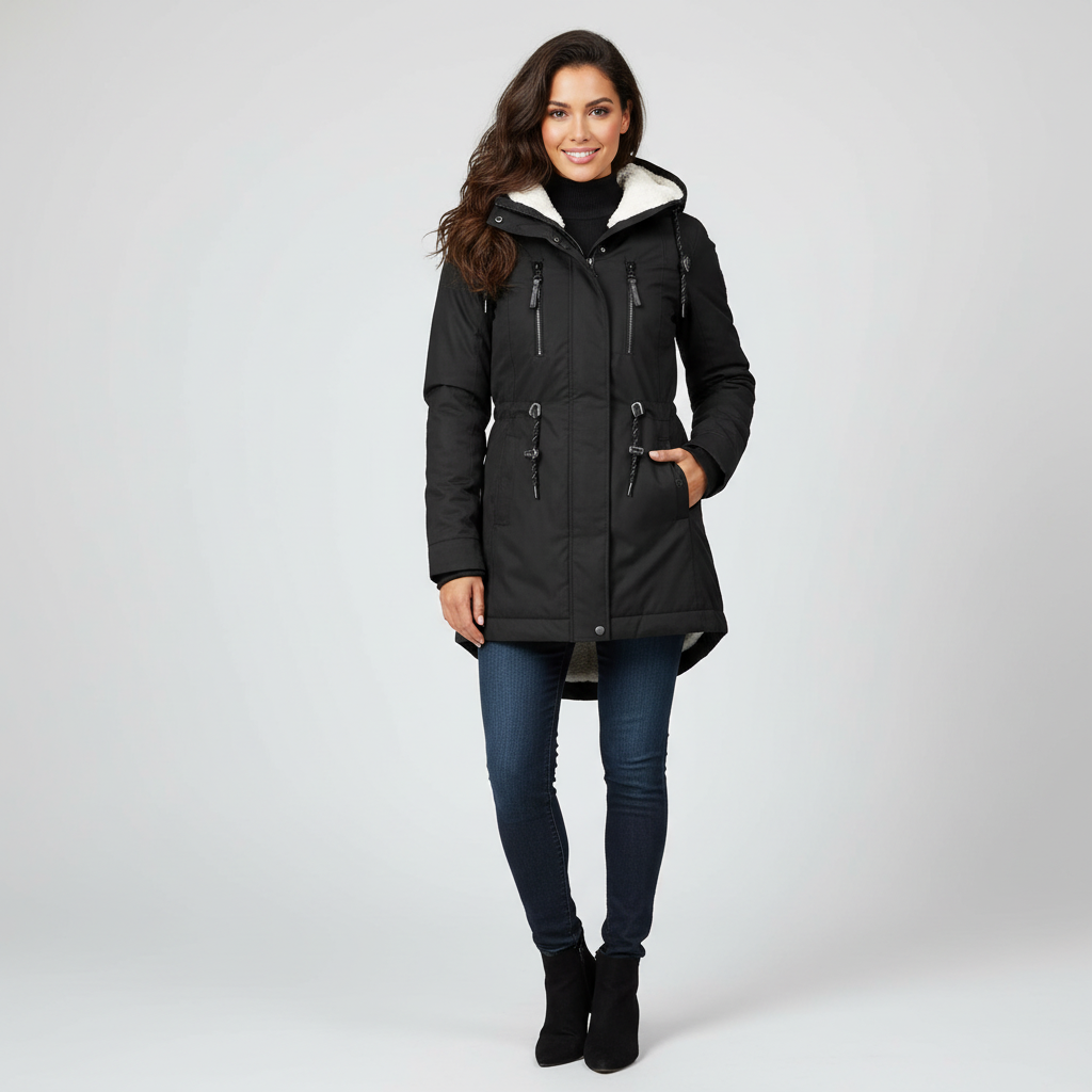 Elegante wintermantel met teddyvoering