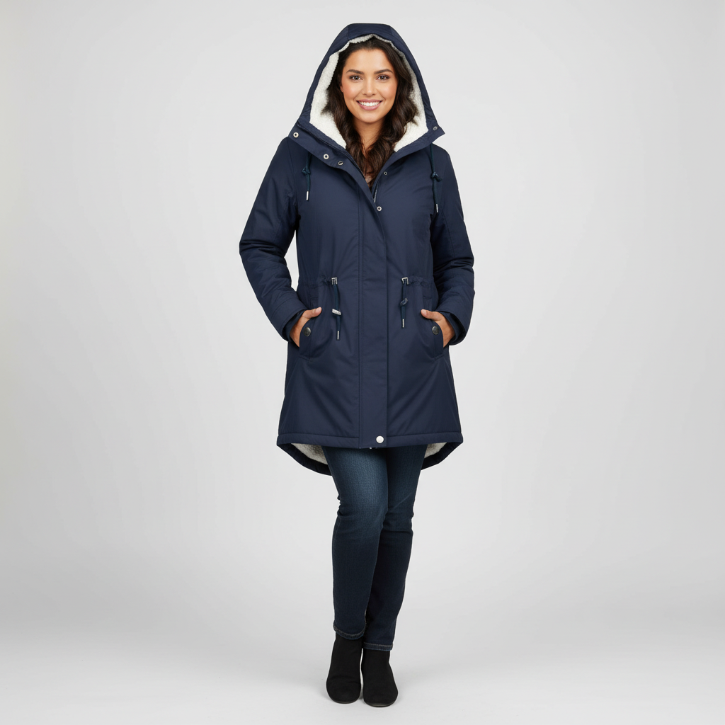 Elegante wintermantel met teddyvoering