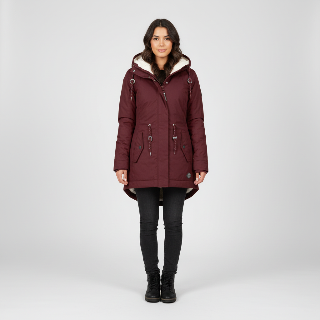 Elegante wintermantel met teddyvoering