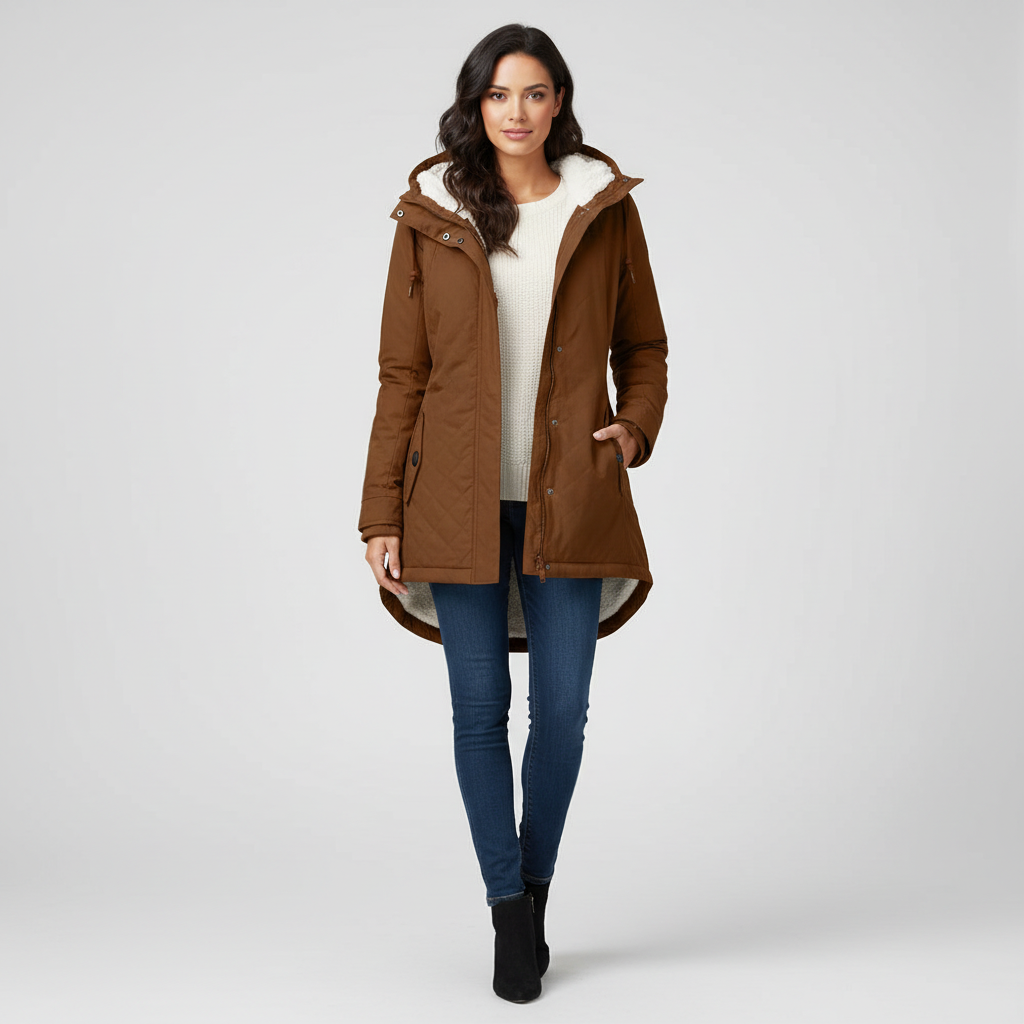 Elegante wintermantel met teddyvoering