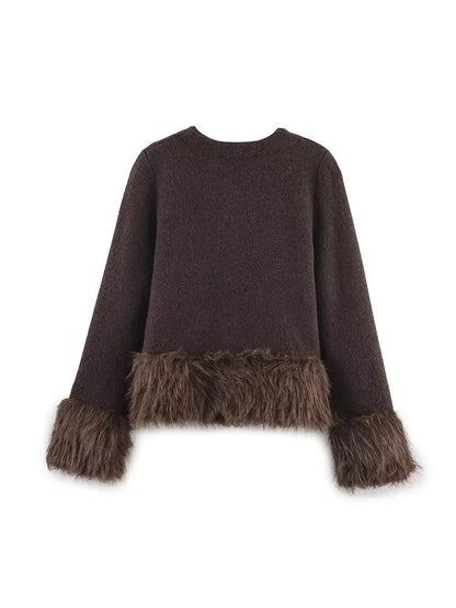 Faux fur trim jacket dames – Margot