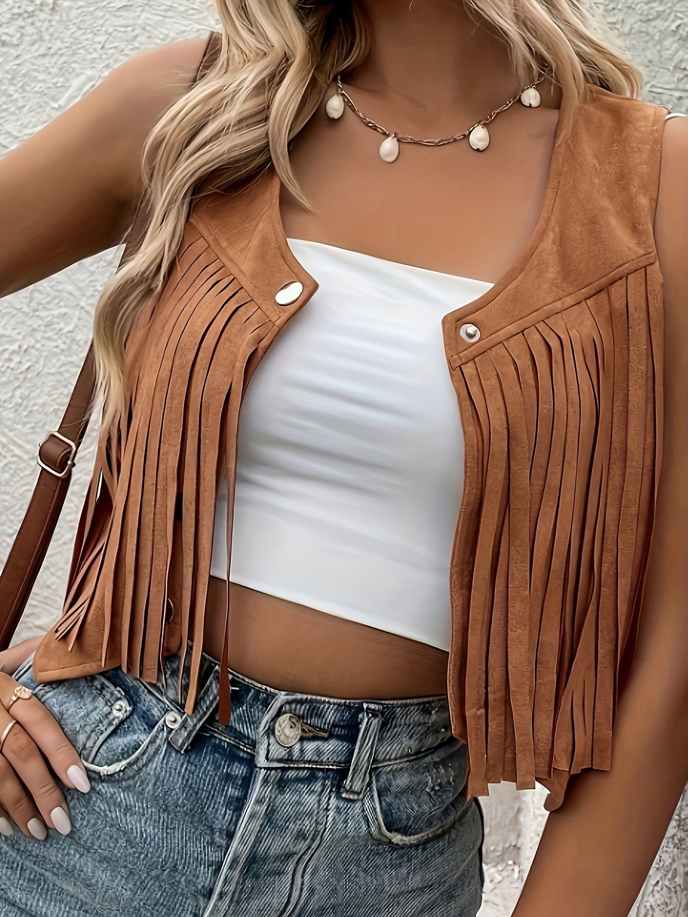 Fringe bohemian dames gilet – Elara