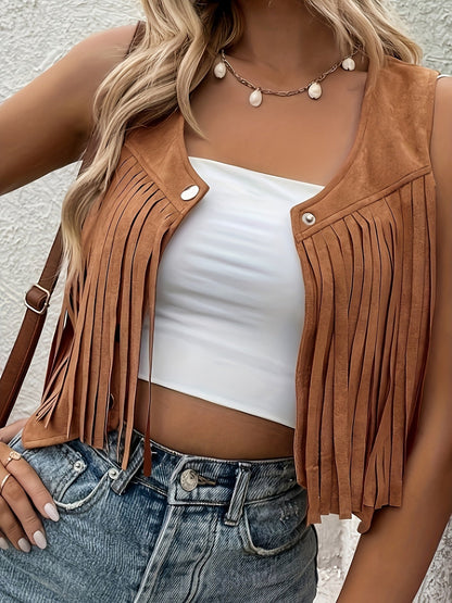 Fringe bohemian dames gilet – Elara