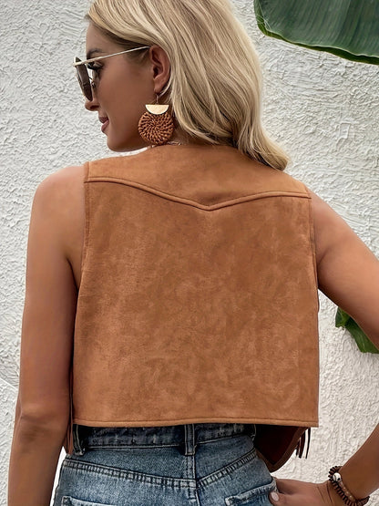 Fringe bohemian dames gilet – Elara