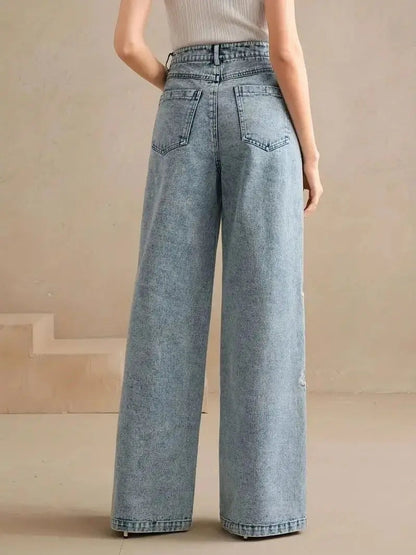 Geborduurde wide leg dames jeans – Flora