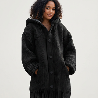 Gebreide Dames Hooded Cardigan Met Knopen