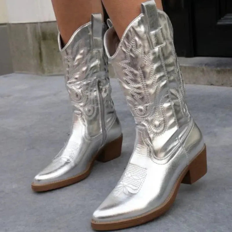 Genève | Elegante Cowboylaarzen van Metaal
