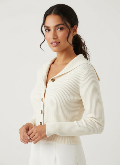 Geribd cropped vest met knopen – Melina