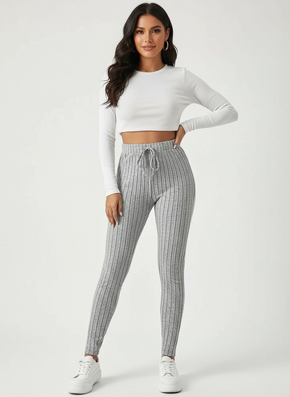 Geribde dames legging met hoge taille – Heritage
