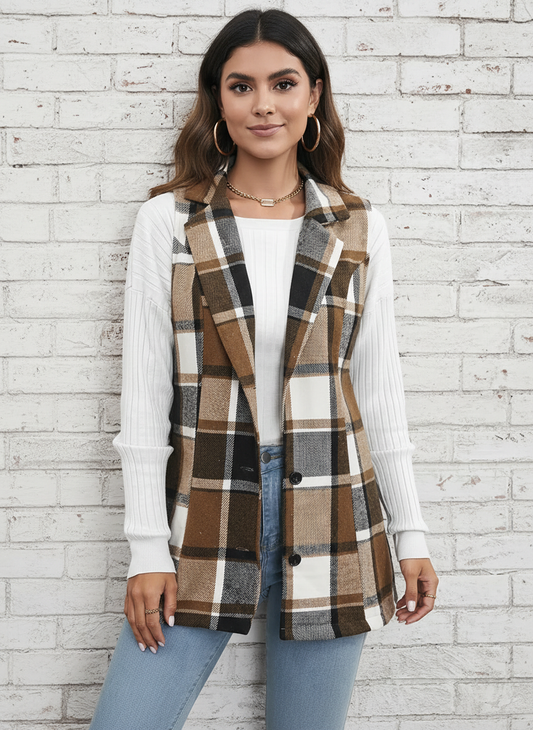 Geruit dames vest – Camden