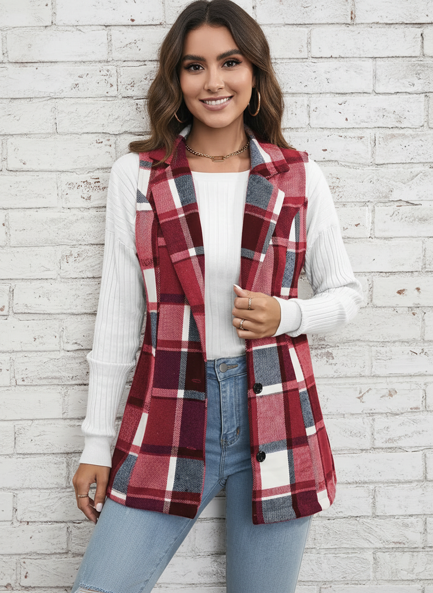 Geruit dames vest – Camden