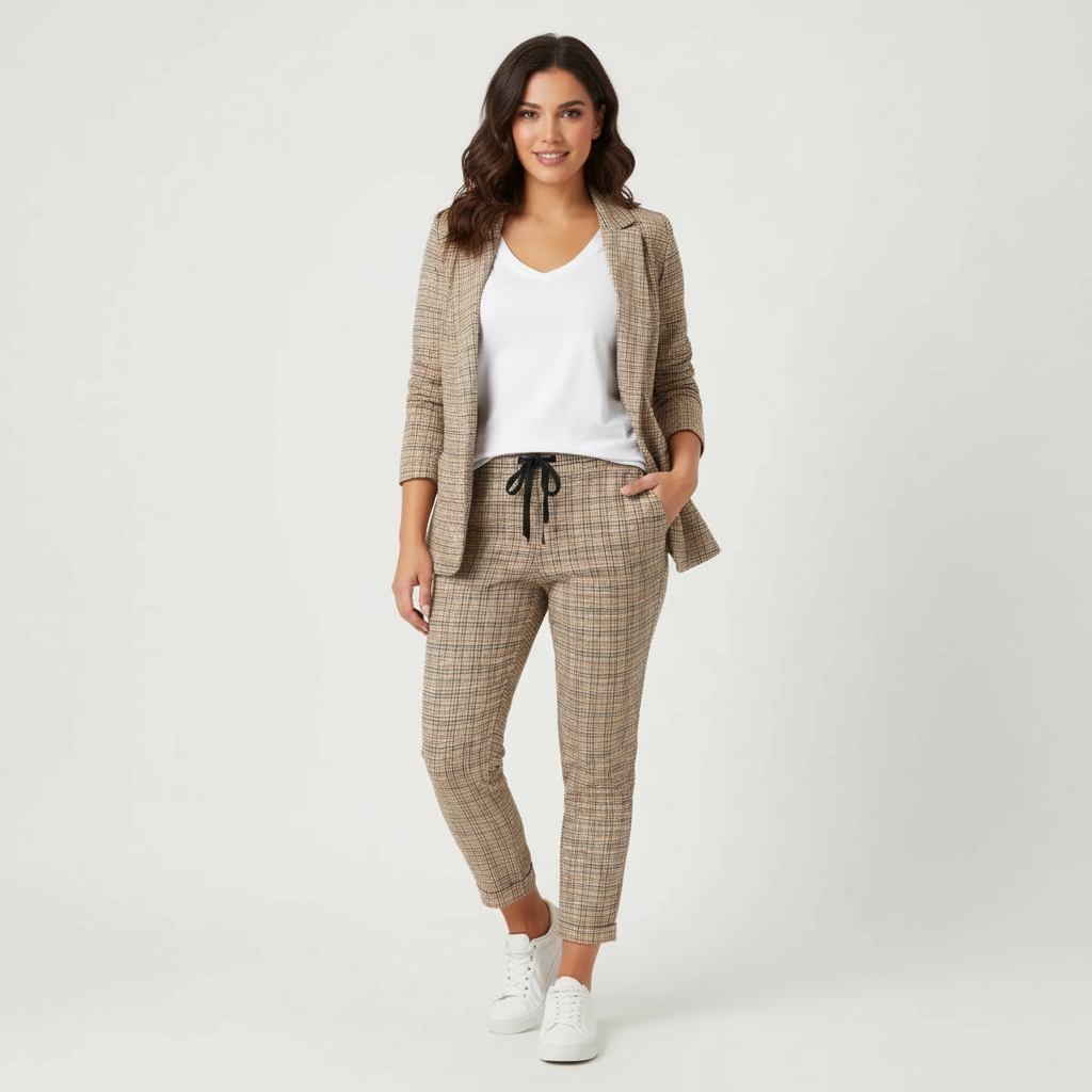 Geruit damespak met blazer en pantalon – Montana