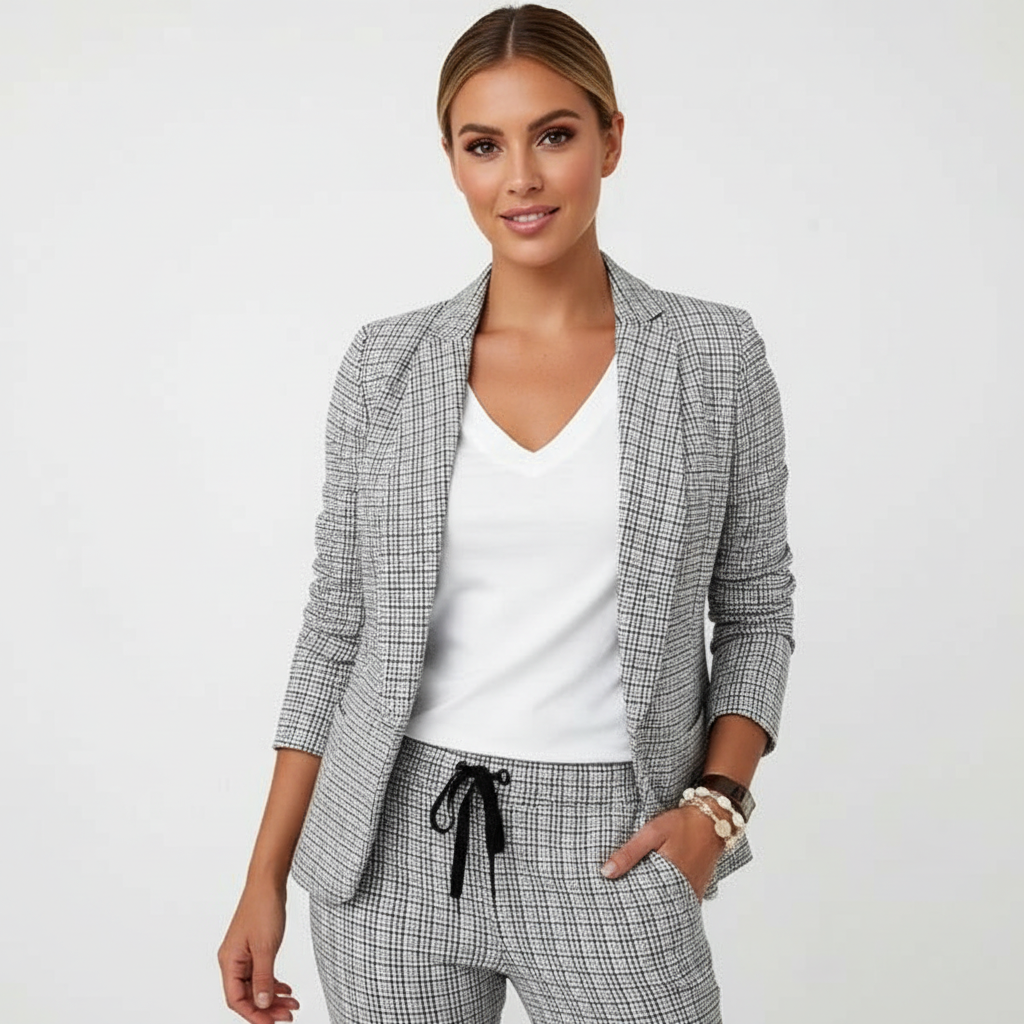 Geruit damespak met blazer en pantalon – Montana