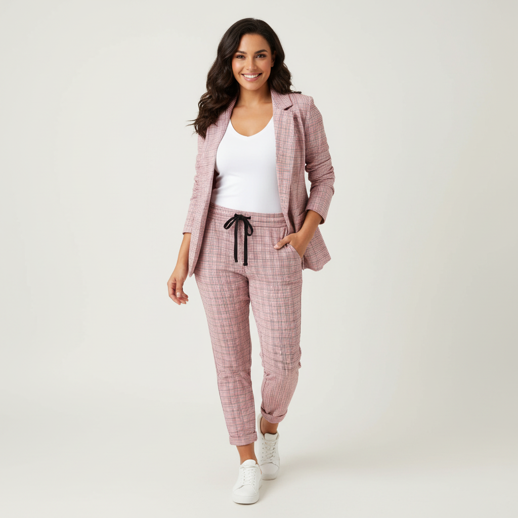 Geruit damespak met blazer en pantalon – Montana
