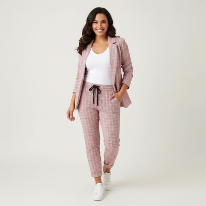 Geruit damespak met blazer en pantalon – Montana
