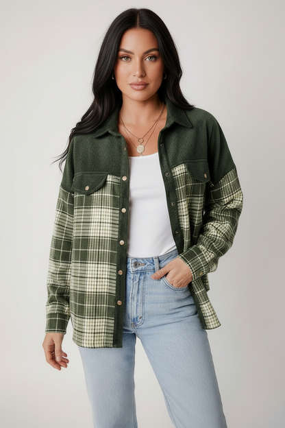 Geruite corduroy overshirt dames