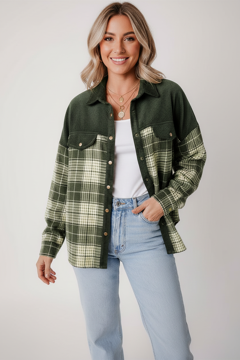Geruite corduroy overshirt dames