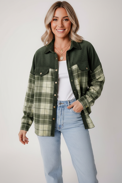 Geruite corduroy overshirt dames