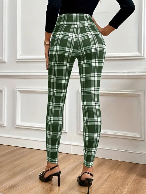 Geruite dameslegging met hoge taille – Sofia