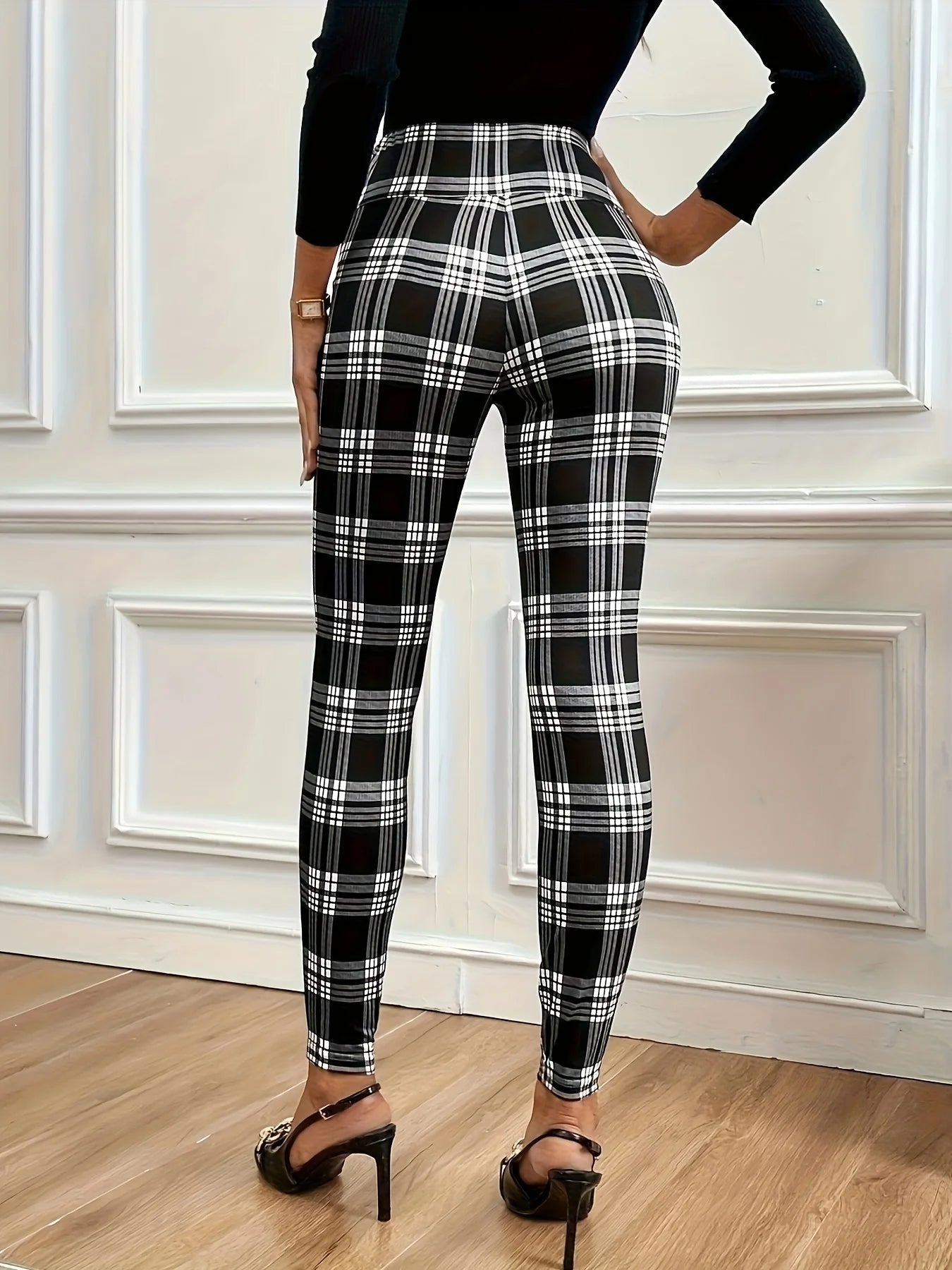 Geruite dameslegging met hoge taille – Sofia