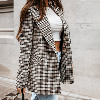 Geruite klassieke dames blazer – Bo