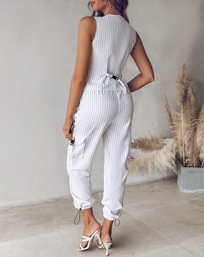 Gestreept dames pak met gilet en broek – Nalla