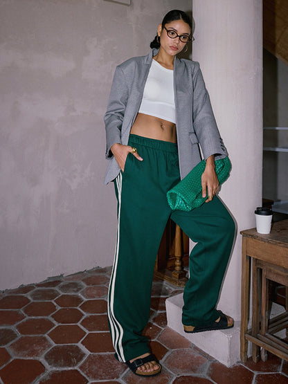 Gestreepte dames broek met hoge taille – Amara