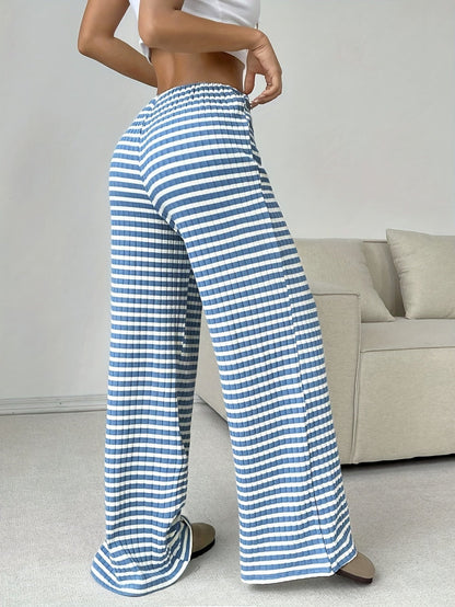 Gestreepte dames lounge broek met wijde pijpen – Mila