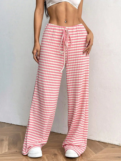 Gestreepte dames lounge broek met wijde pijpen – Mila