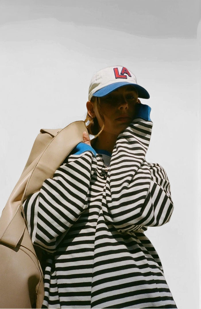 Gestreepte oversized trui met kleuraccenten