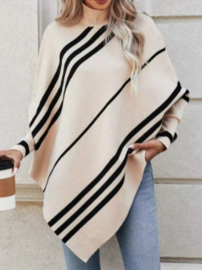Gestreepte poncho trui dames – Mila
