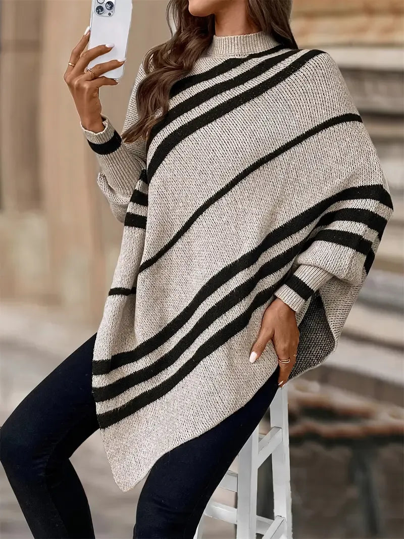 Gestreepte poncho trui dames – Mila