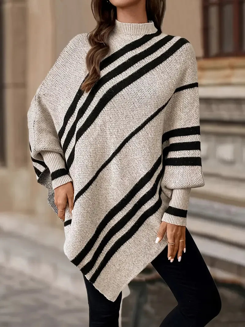 Gestreepte poncho trui dames – Mila