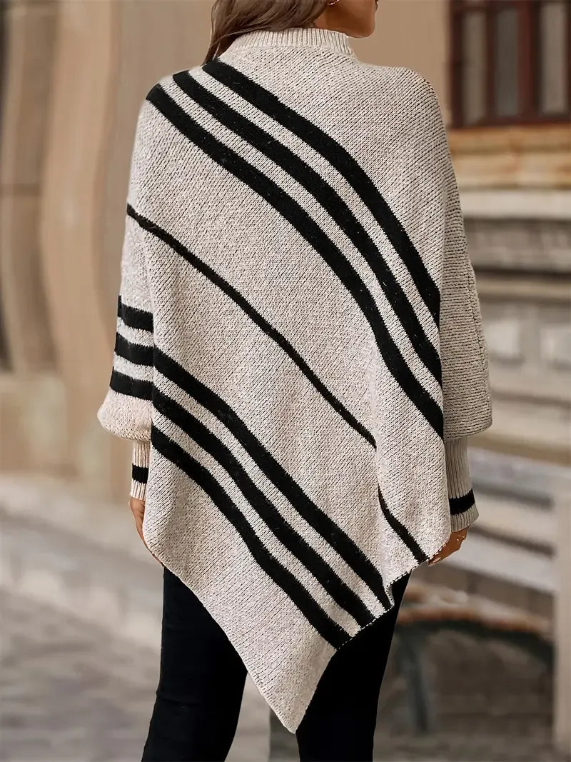 Gestreepte poncho trui dames – Mila