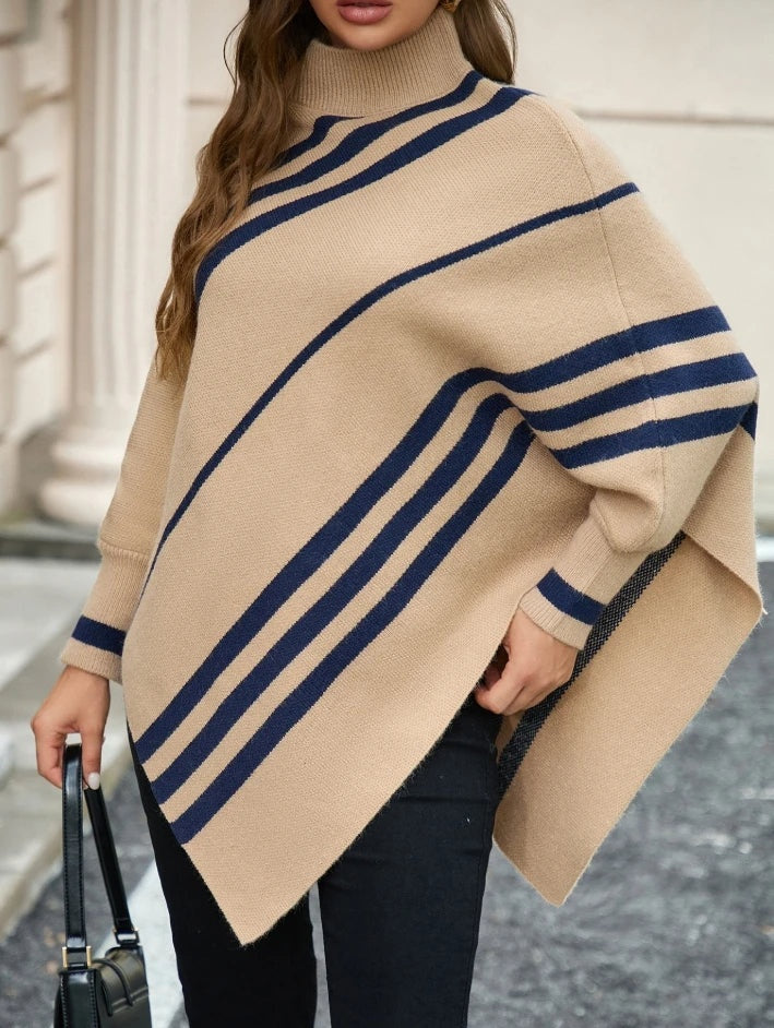 Gestreepte poncho trui dames – Mila
