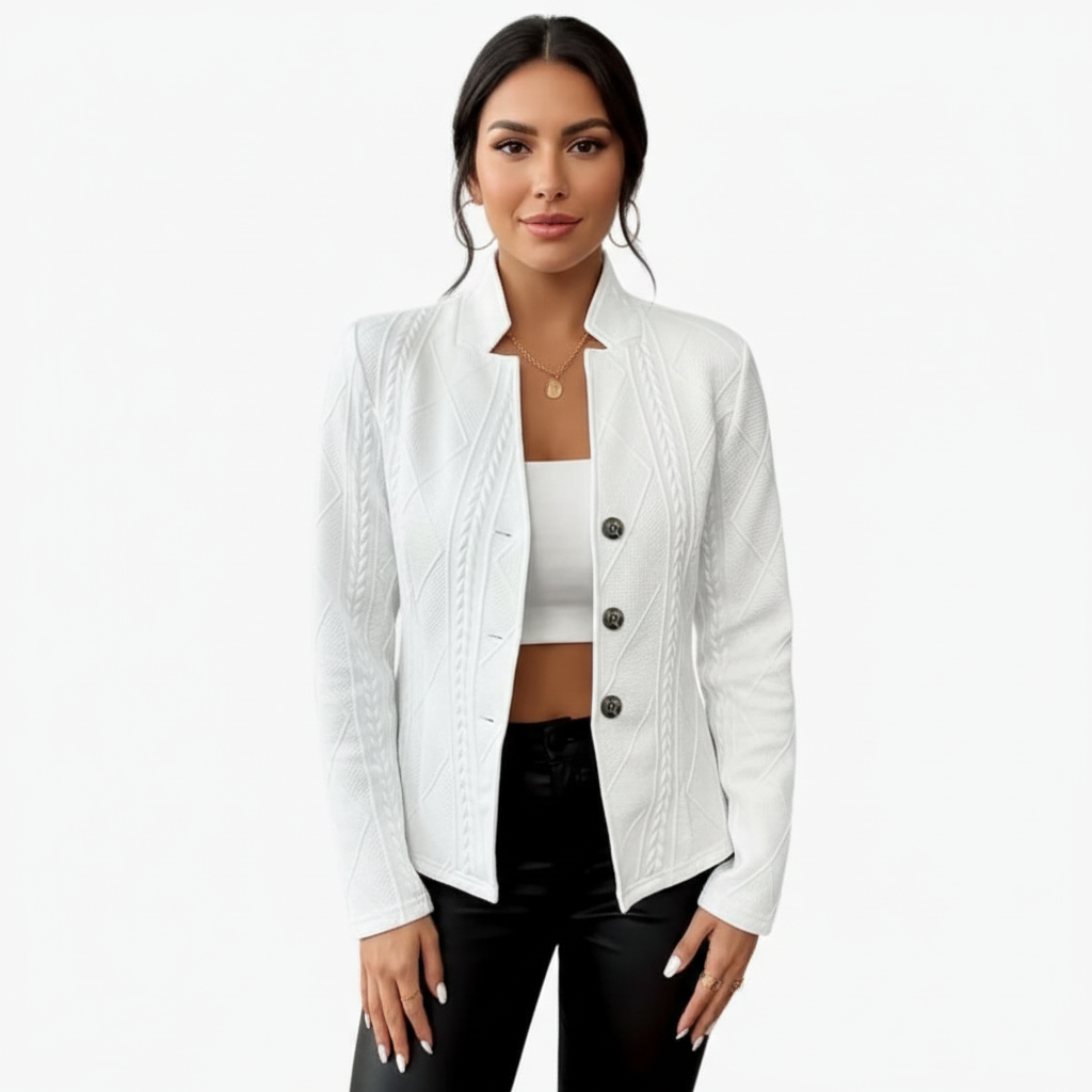 Gestructureerde elegante damesblazer met knoopsluiting
