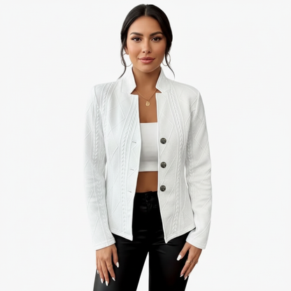 Gestructureerde elegante damesblazer met knoopsluiting