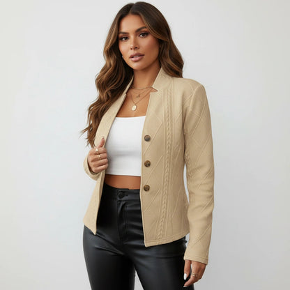 Gestructureerde elegante damesblazer met knoopsluiting