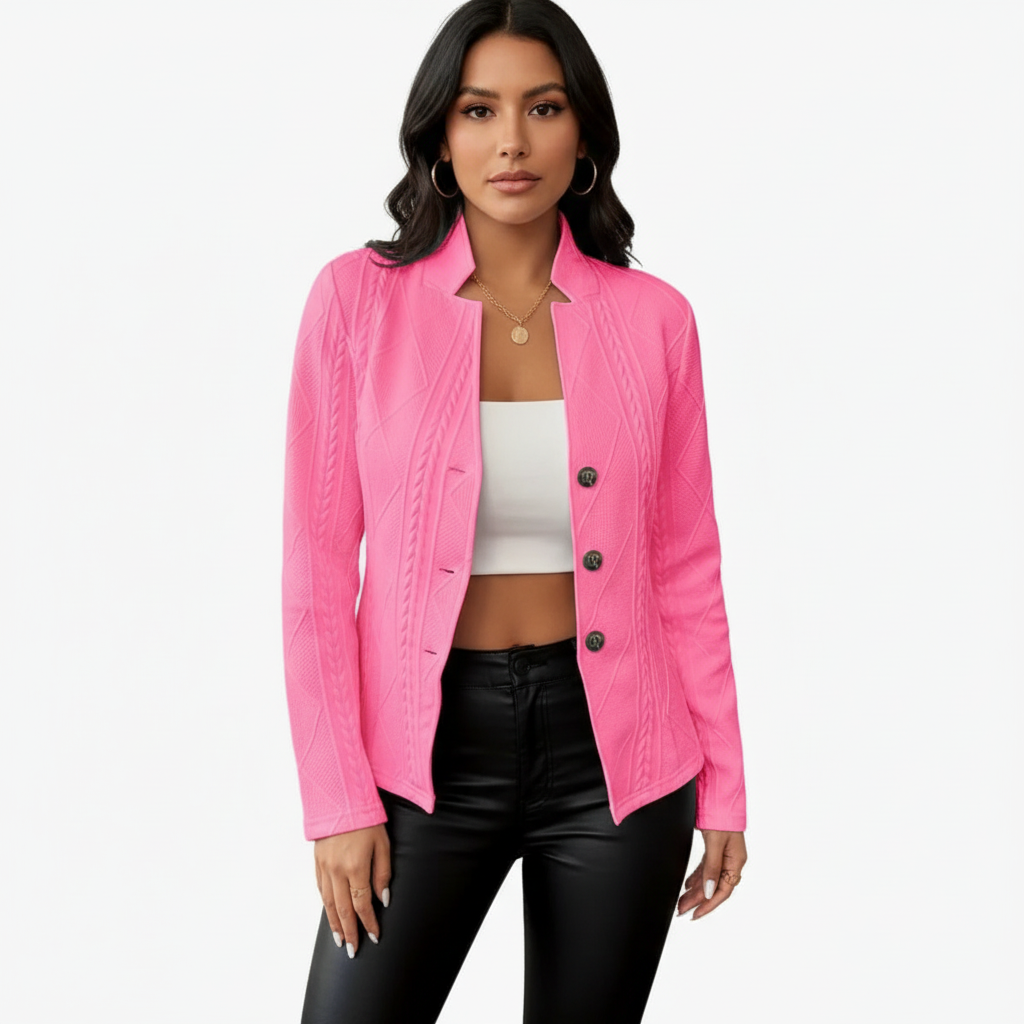Gestructureerde elegante damesblazer met knoopsluiting