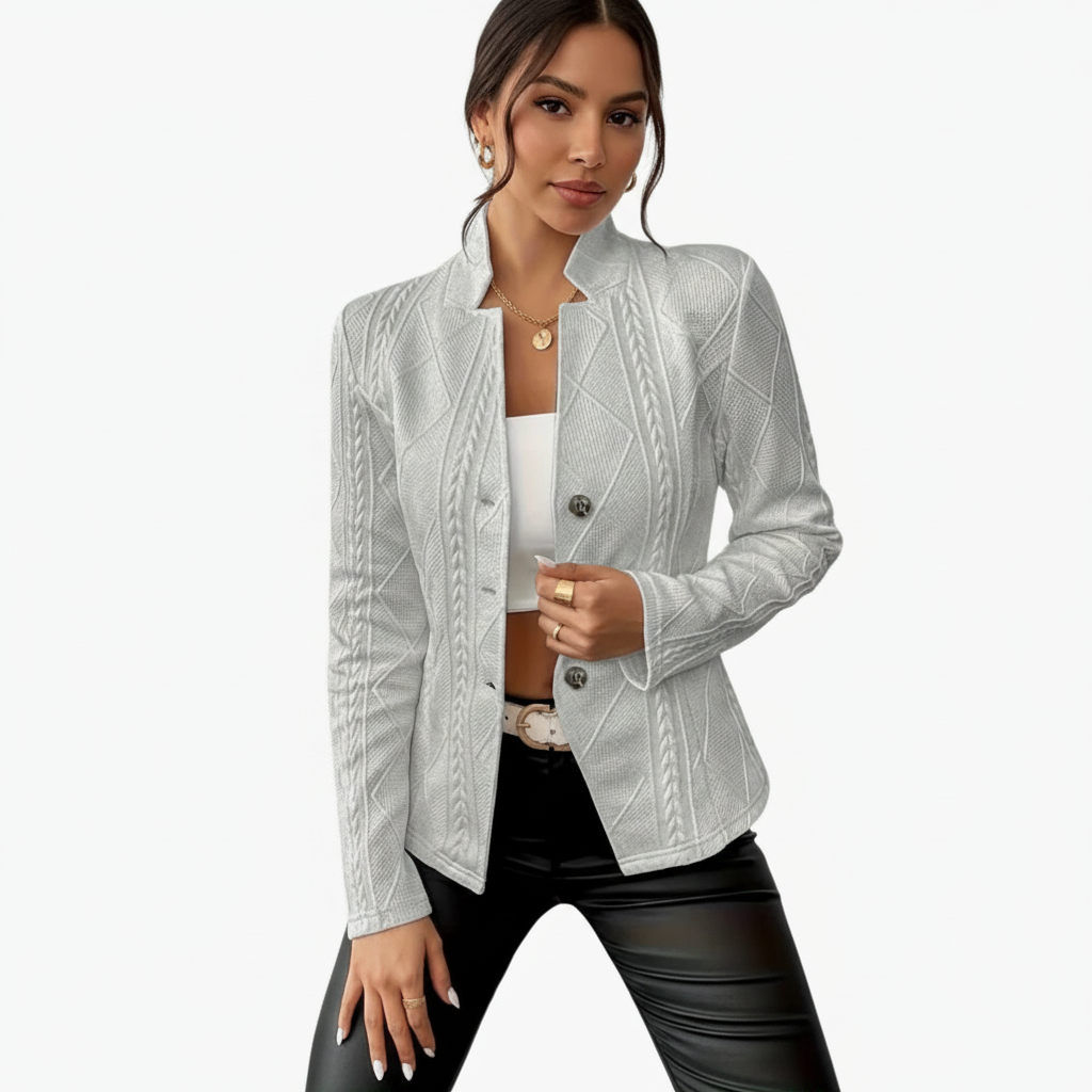 Gestructureerde elegante damesblazer met knoopsluiting
