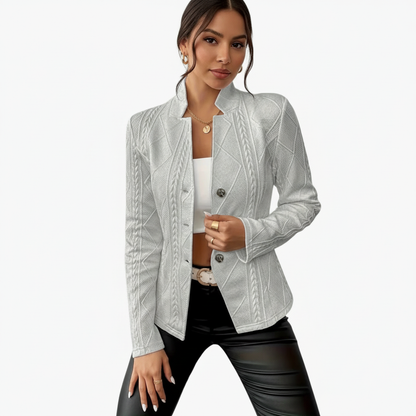 Gestructureerde elegante damesblazer met knoopsluiting