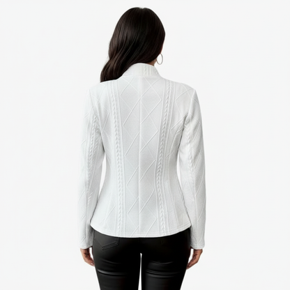 Gestructureerde elegante damesblazer met knoopsluiting