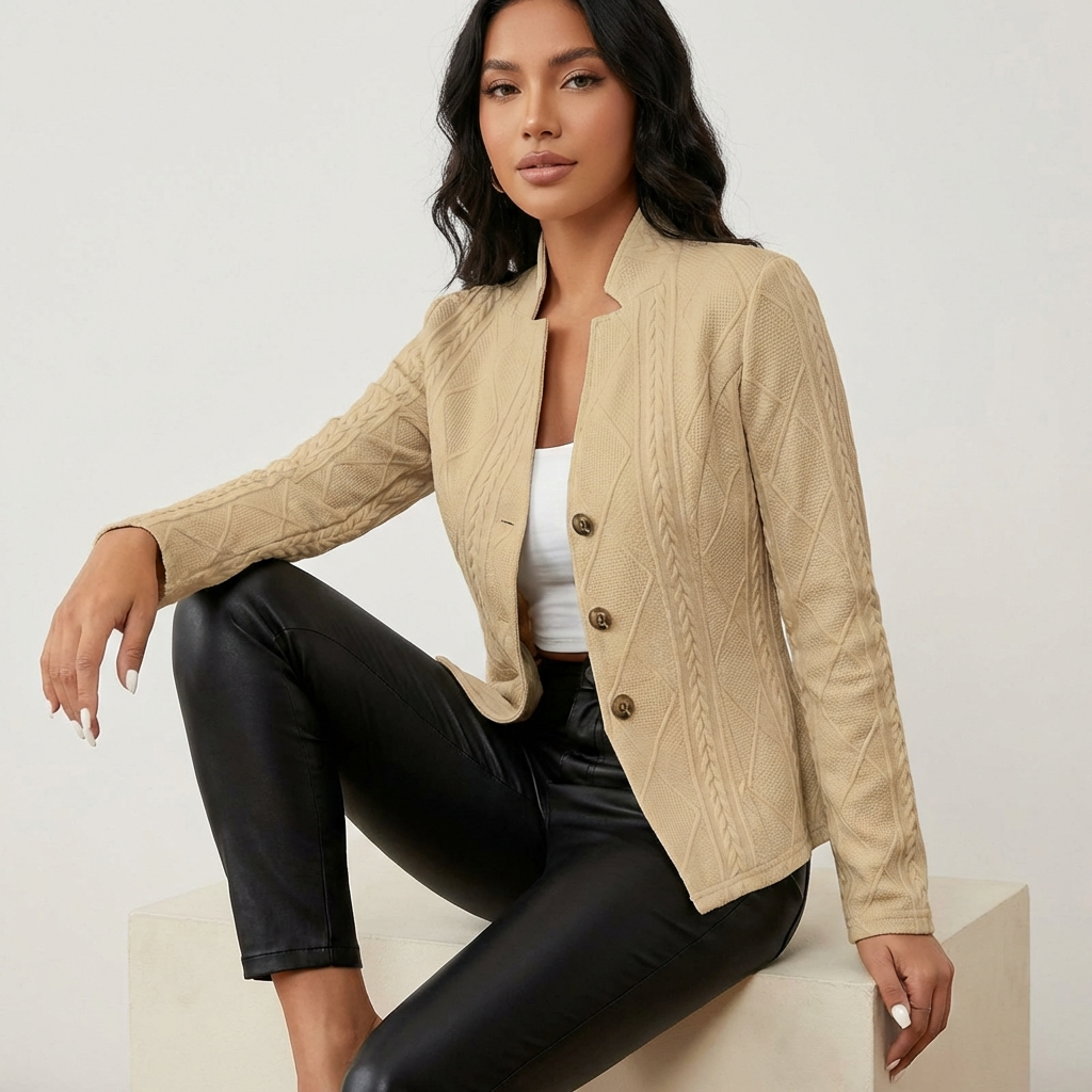 Getailleerde dames blazer met structuurpatroon – Aveline