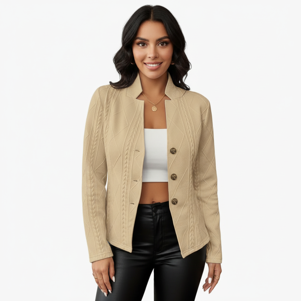 Getailleerde dames blazer met structuurpatroon – Aveline